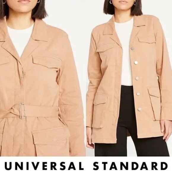 NEW NWT Universal Standard Classic Safari Utility Jacket Cinnamon Swirl Belted L - Picture 1 of 8